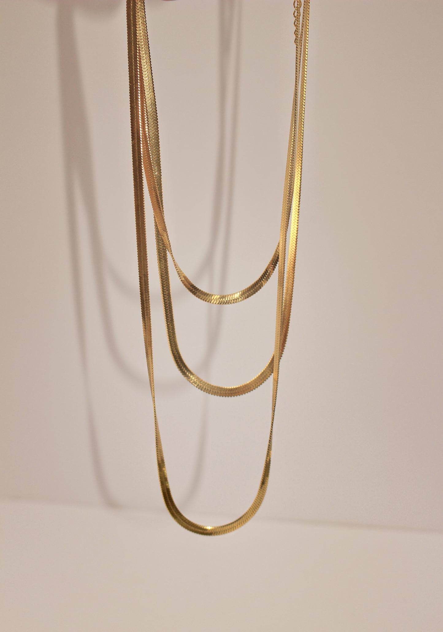 Gold Large Herringbone Necklace ∙ 4mm ∙ Layering necklace in stainless steel