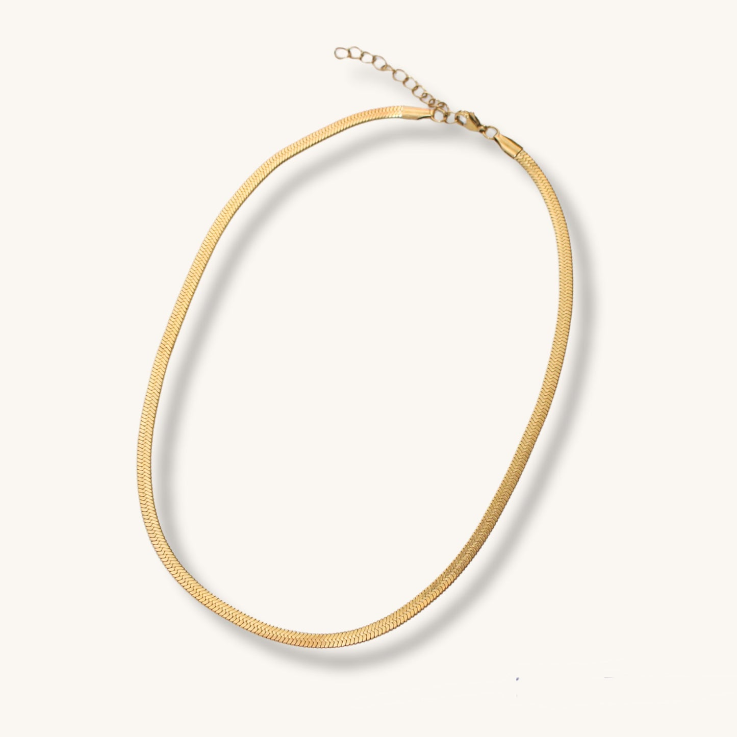 Gold Large Herringbone Necklace ∙ 4mm ∙ Layering necklace in stainless steel