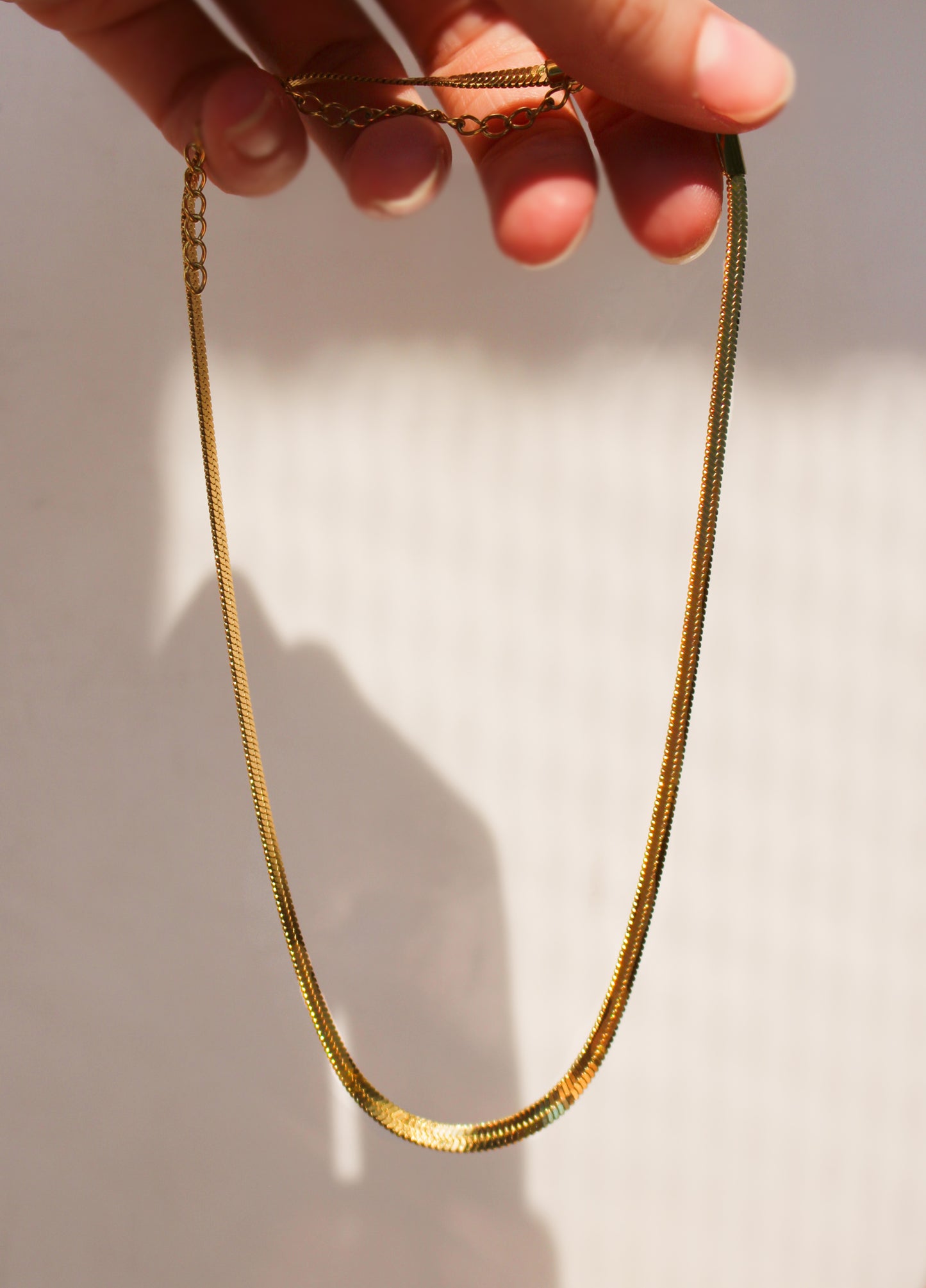 Gold Large Herringbone Necklace ∙ 4mm ∙ Layering necklace in stainless steel