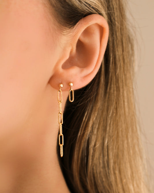 Corbeau - Boucles d'oreilles trombone longues en Gold Filled 14K