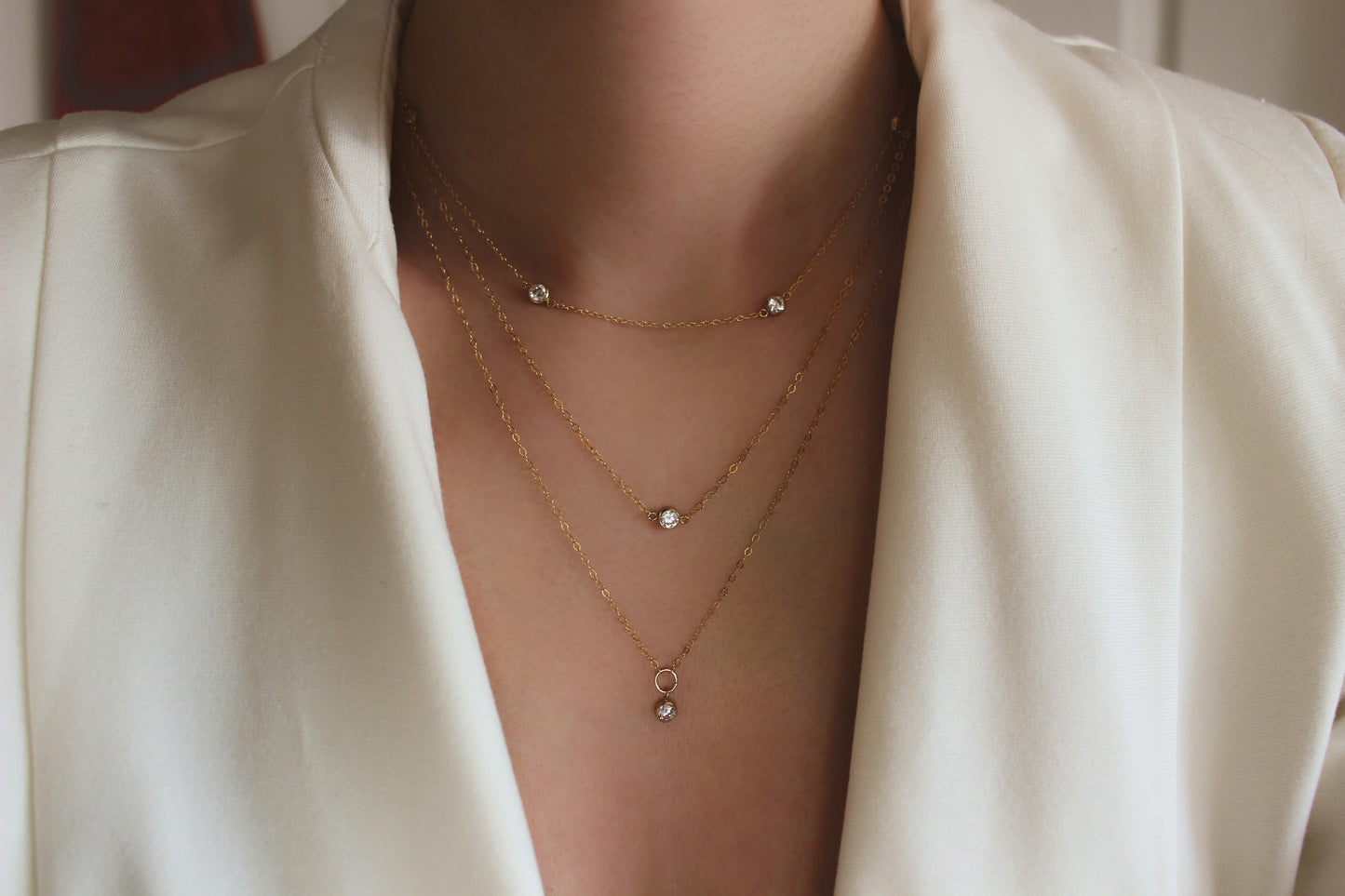 MILAN - 14K Gold Filled Dainty Zircon Necklace Coin