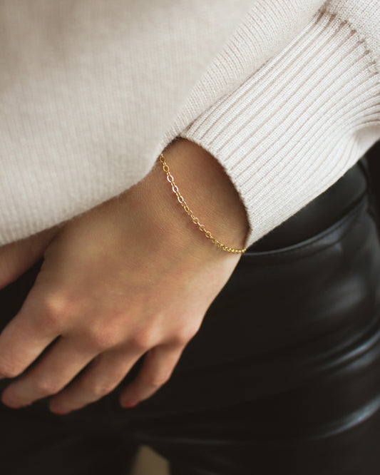 14k gold filled thick flat cable chain bracelet