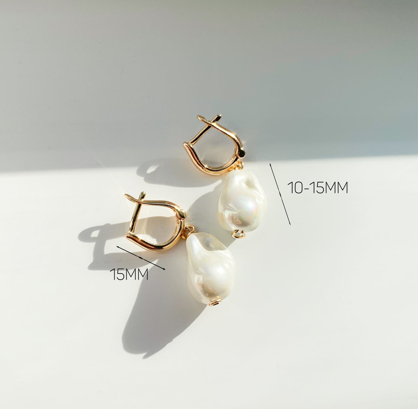 MUSE - 14K Gold and Vegan Baroque Pearls Irregular Earrings