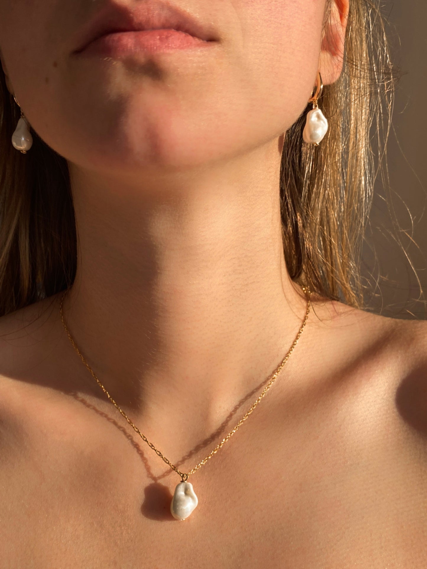 MUSE - 14K Gold and Vegan Baroque Pearls Irregular Earrings