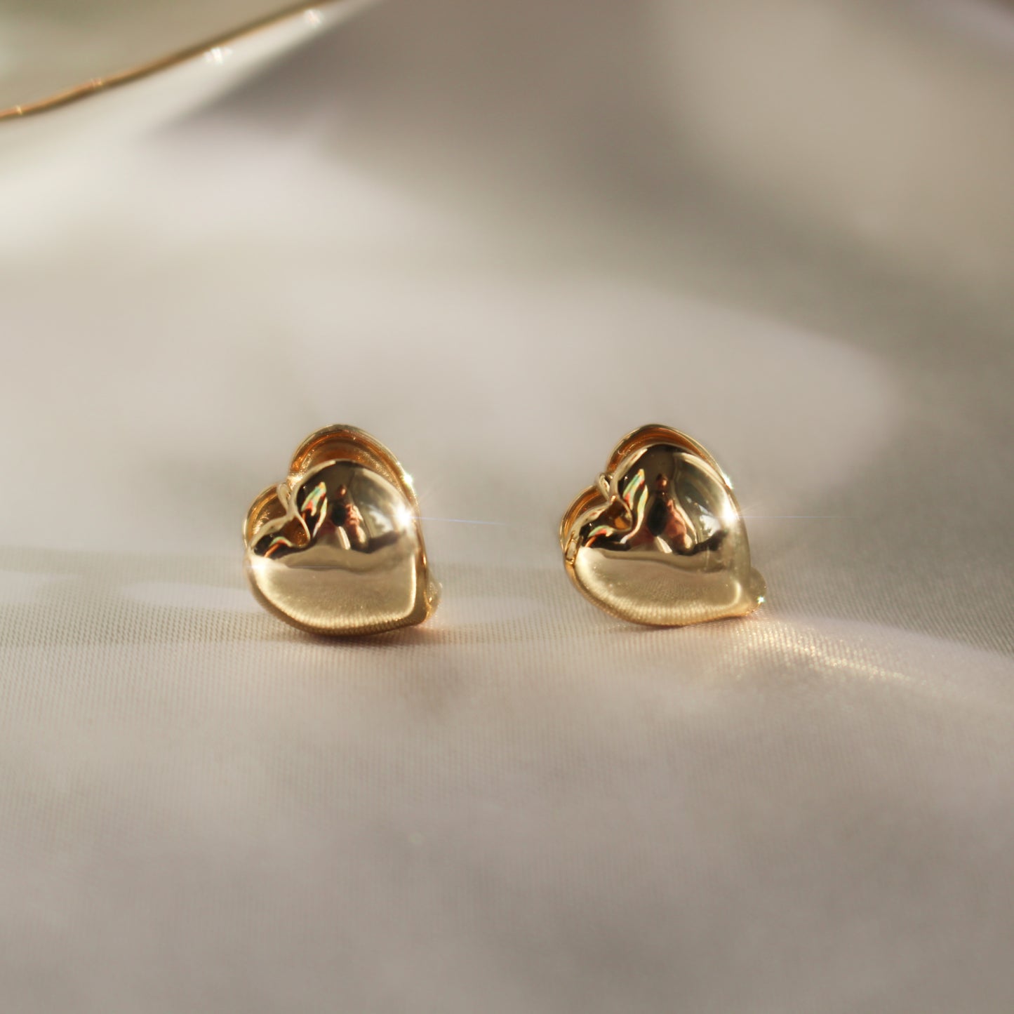 ADORE- Sparkling 14K Gold Tiny Hoop Heart Earrings Studs For Valentine · 12mm · Dainty Simple Huggies · Lightweight · Gold Earrings