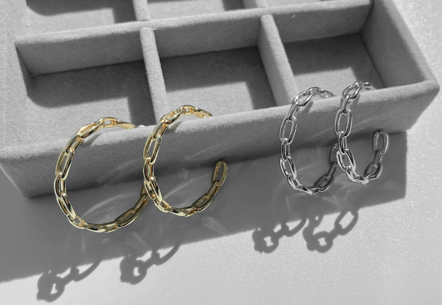 Boucles d'oreilles créoles remplies d'or 14 carats | Chaîne Gourmette Cercle Argent ou Or