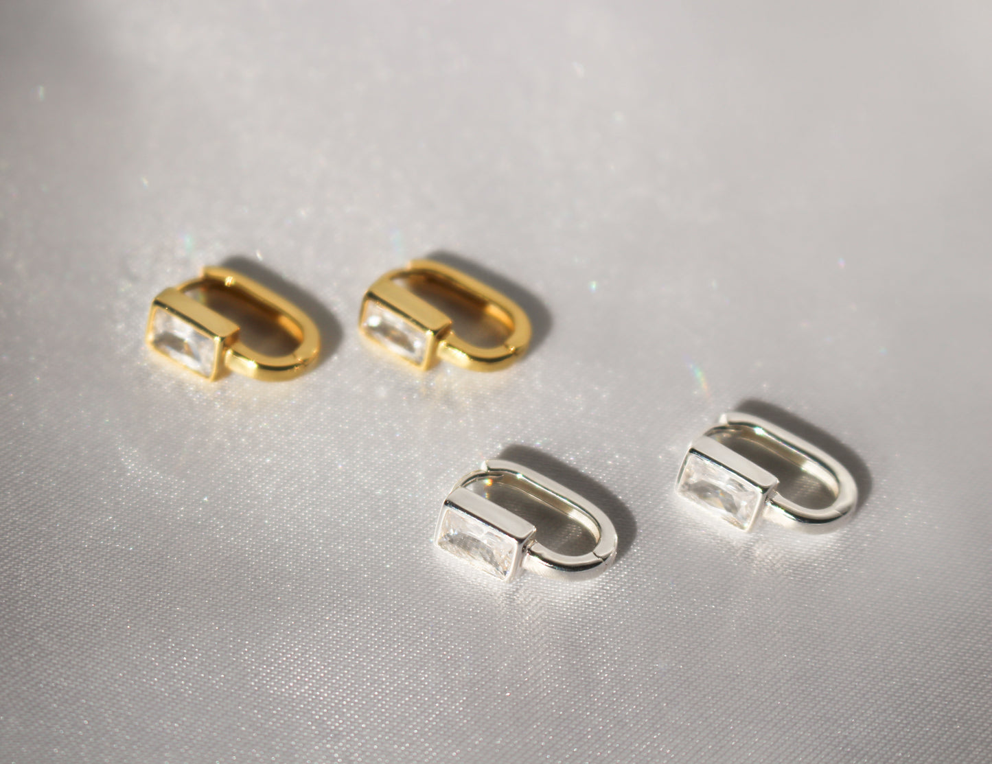 ADALINE - CZ Square Creole Earrings