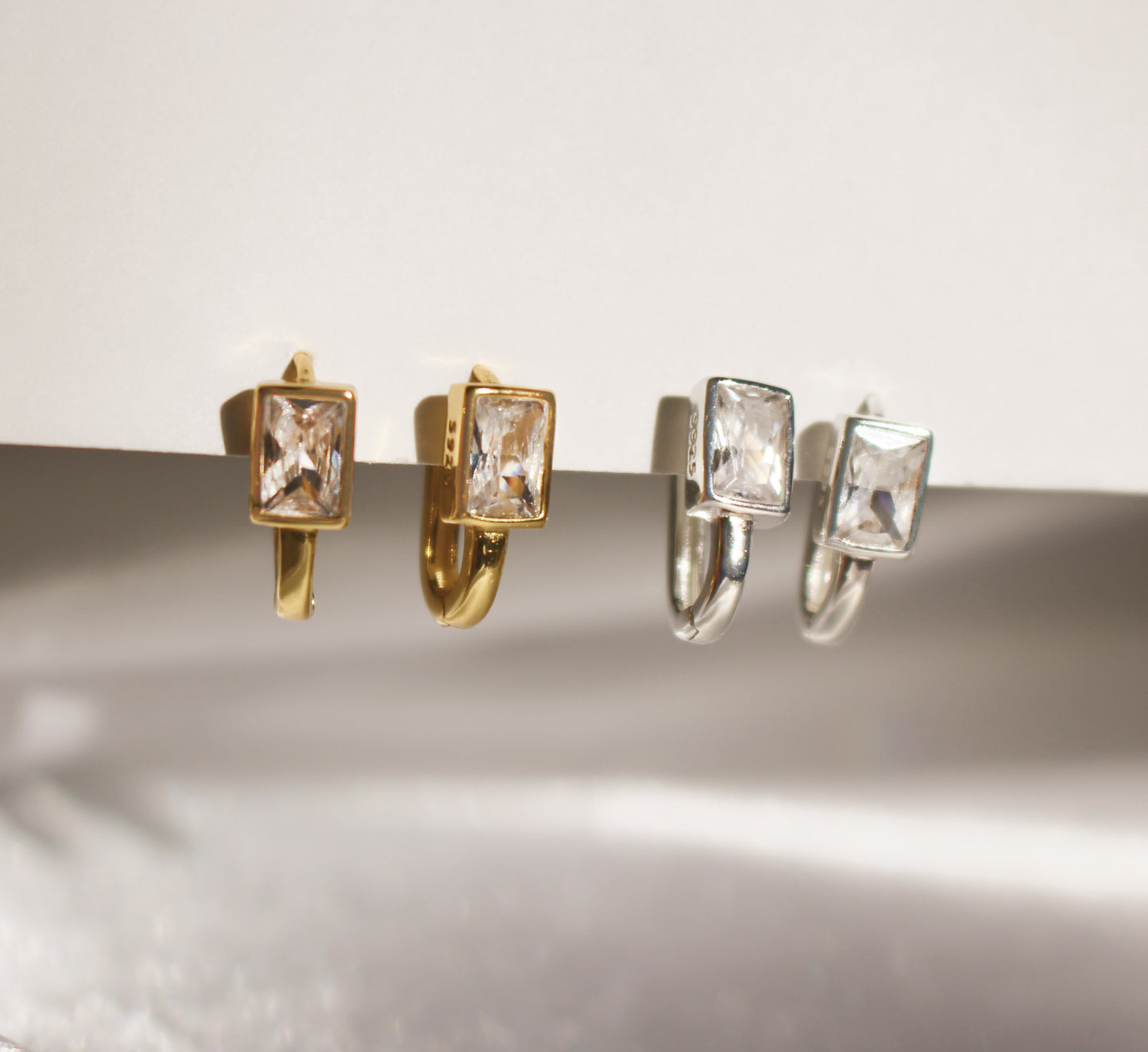 ADALINE - CZ Square Creole Earrings