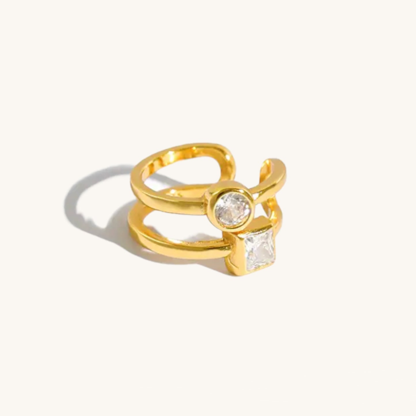 CYPRES - Manchette 2 rangs en argent sterling 925 | Boucle d'oreille faux piercing avec zircons - or ou argent