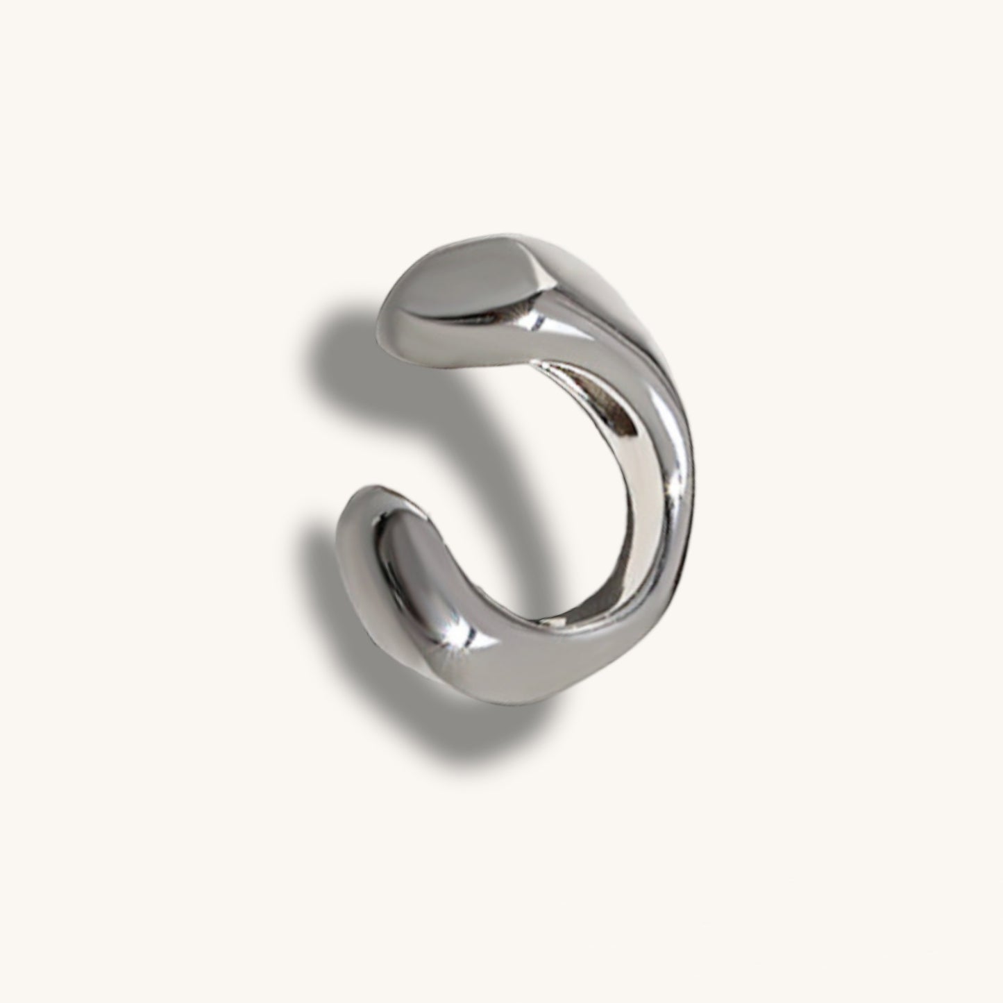 INESS - Manchette d'oreille en argent sterling 925 | Boucles d'oreilles en or à forme organique