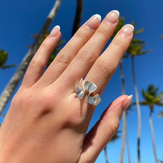 Bague réglable en argent massif 925 | Bague torsadée en spirale ruban minimaliste