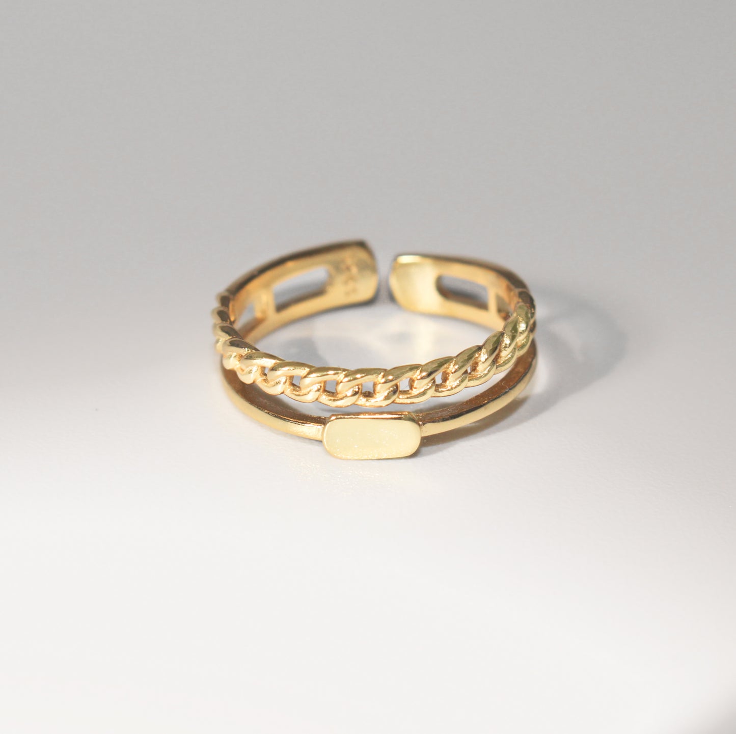 18K, 925 Sterling Silver Double Layer Rings