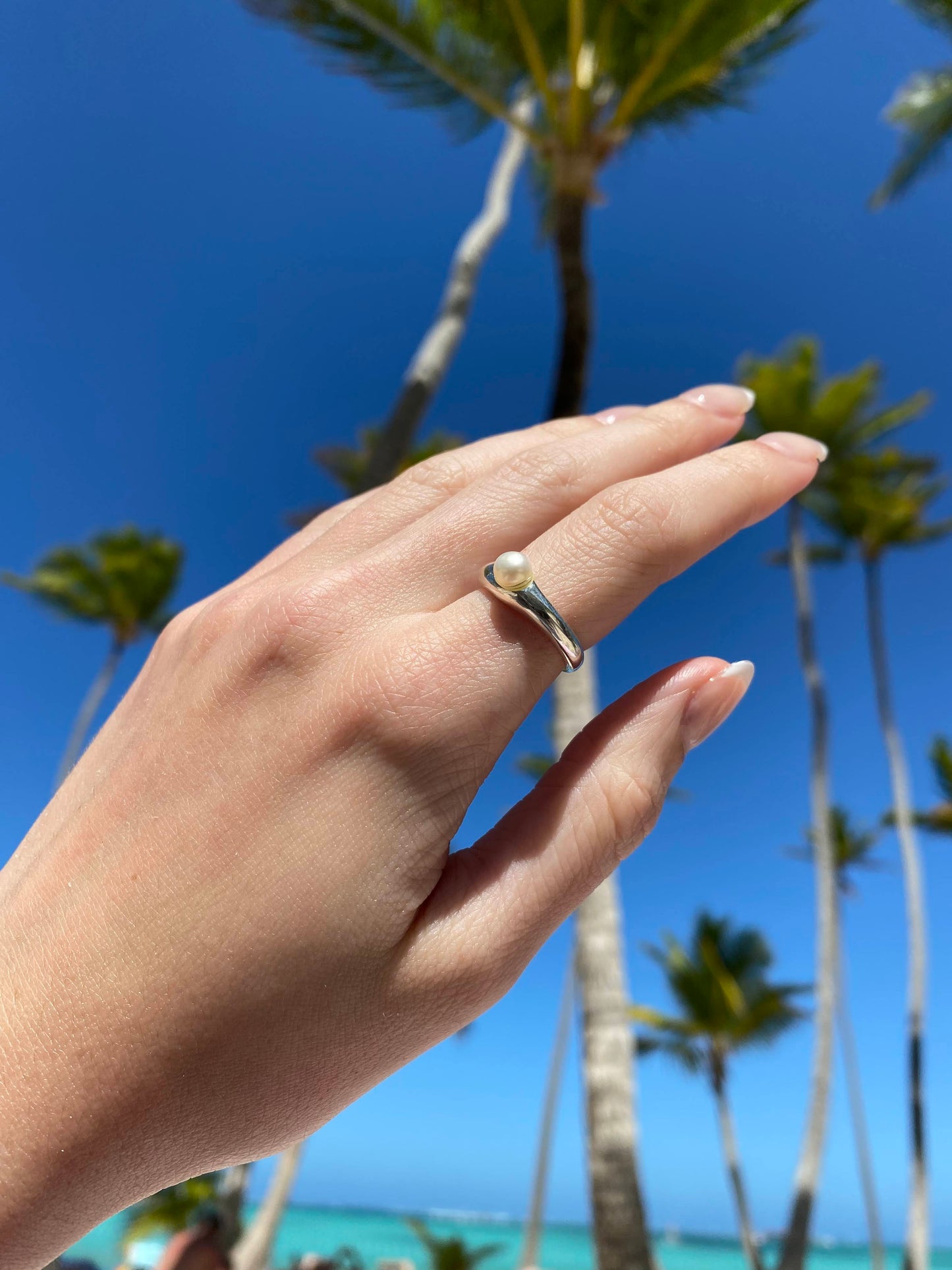 COCO - 925 Sterling Silver Solitaire Pearl Ring
