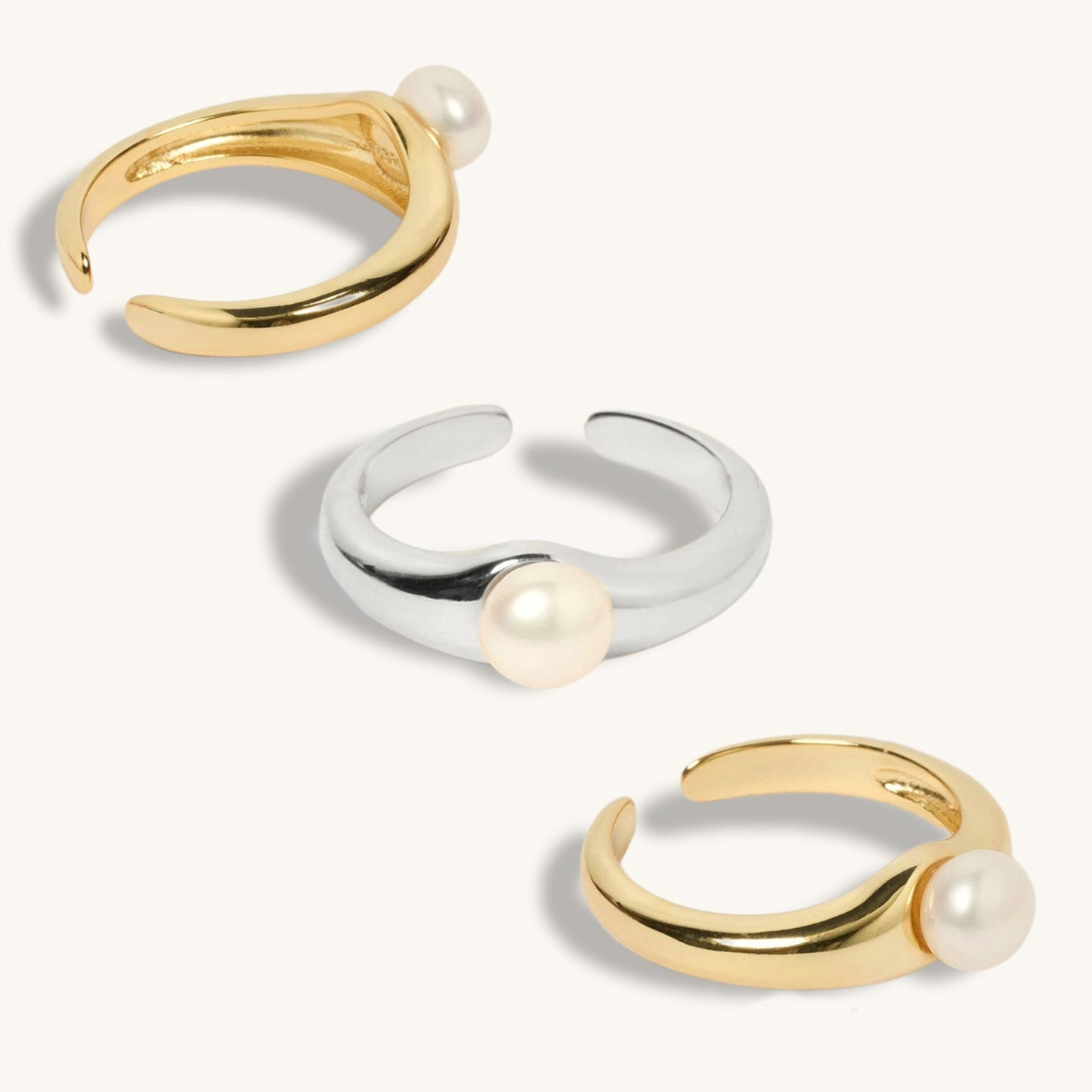 COCO - 925 Sterling Silver Solitaire Pearl Ring