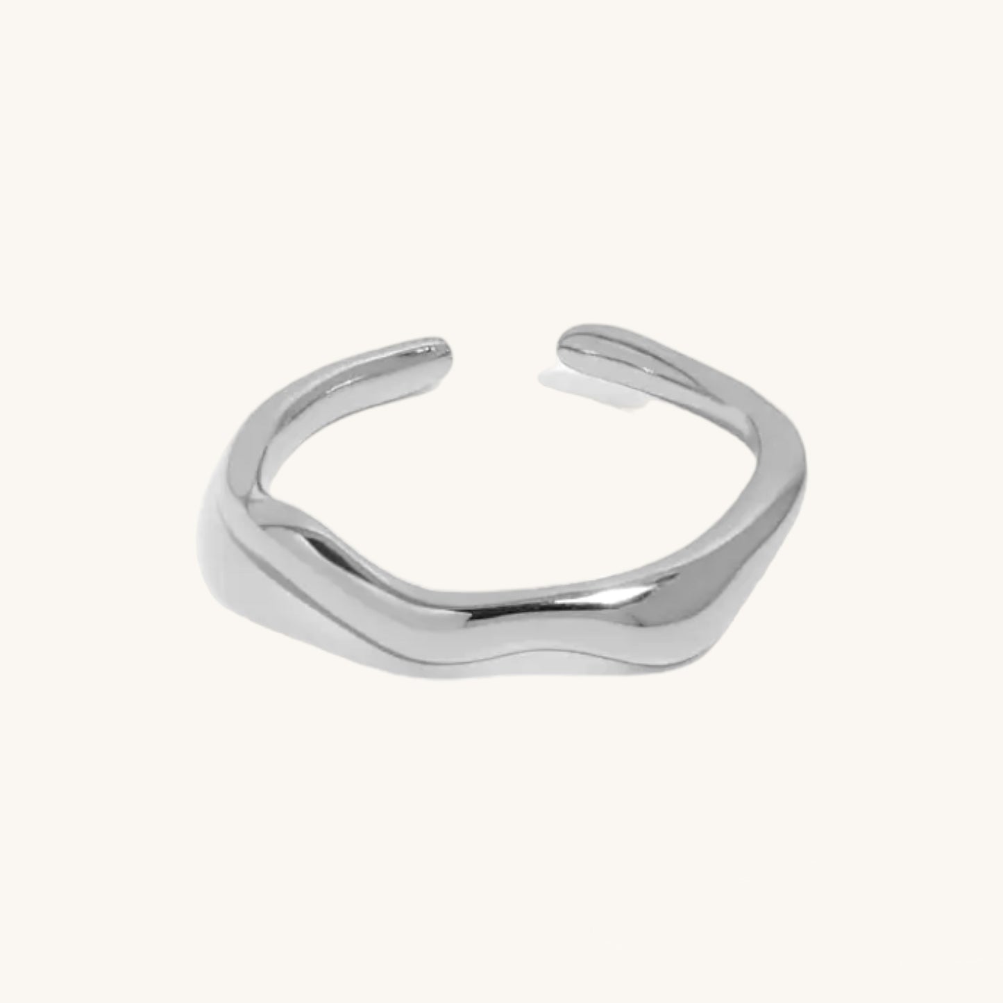 925 Sterling Silver Water Element Ring ∙ Wavy Ring ∙ Plain Curved Abstracted Ring