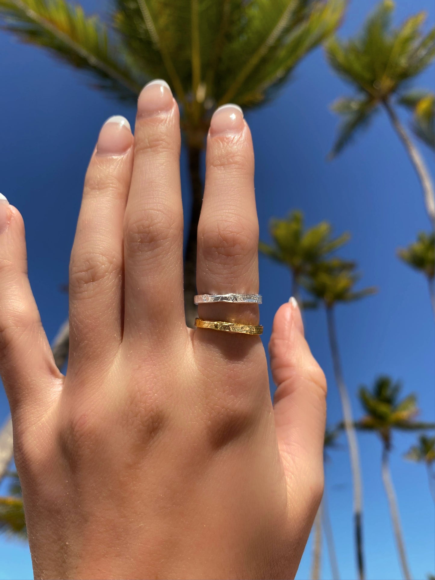Simple Sterling Silver Or Gold Hammered Band Ring