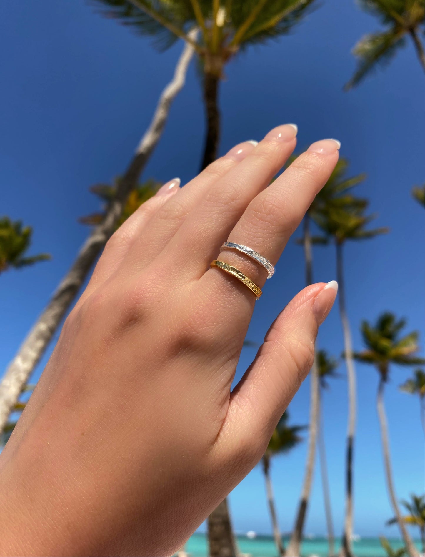 Simple Sterling Silver Or Gold Hammered Band Ring