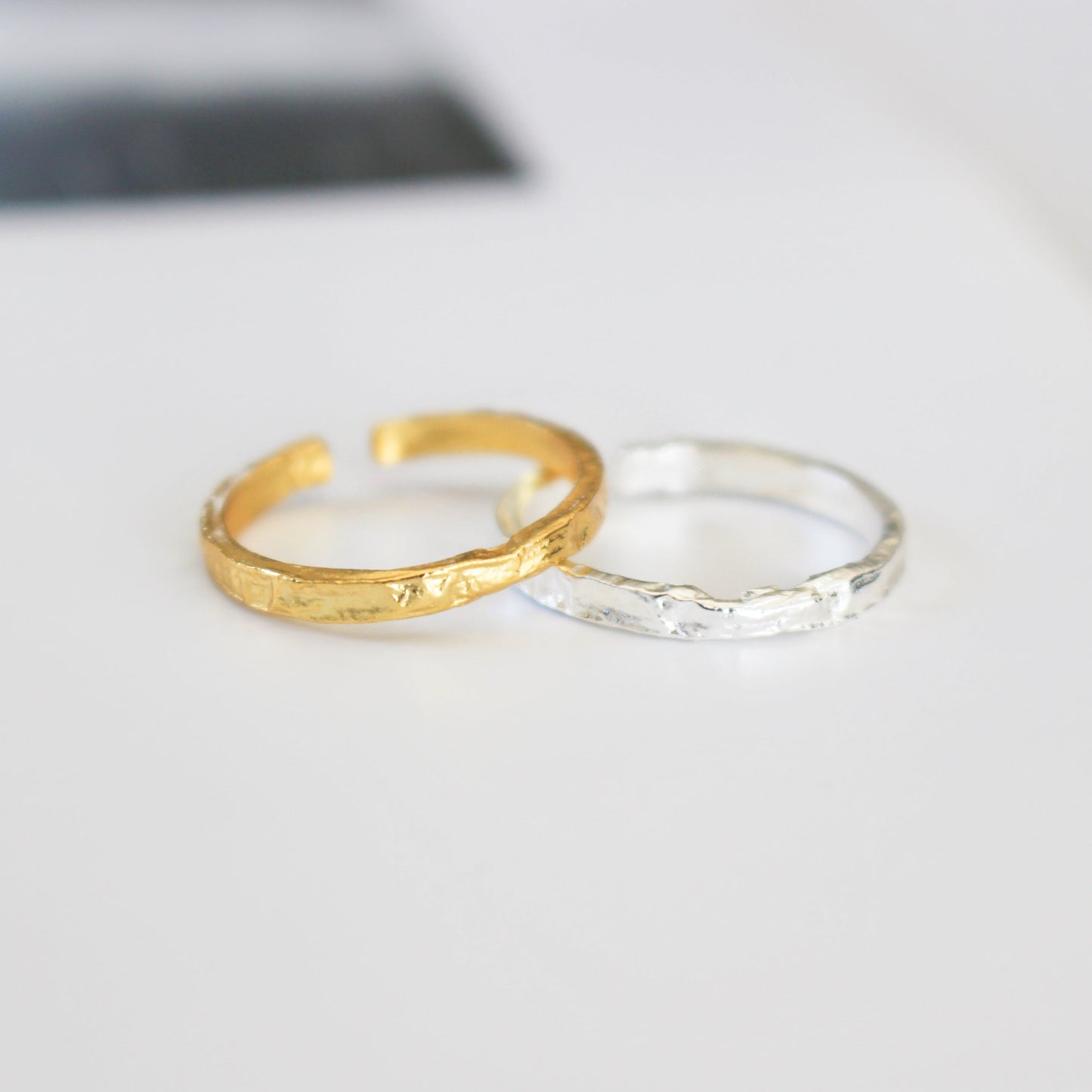 Simple Sterling Silver Or Gold Hammered Band Ring