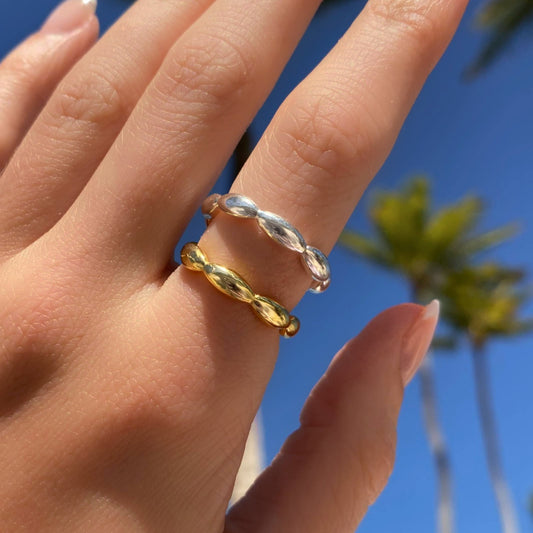 925 Sterling Silver Or Gold Rice Ring ∙ Beaded Oval Ring ∙ Gold plated ring