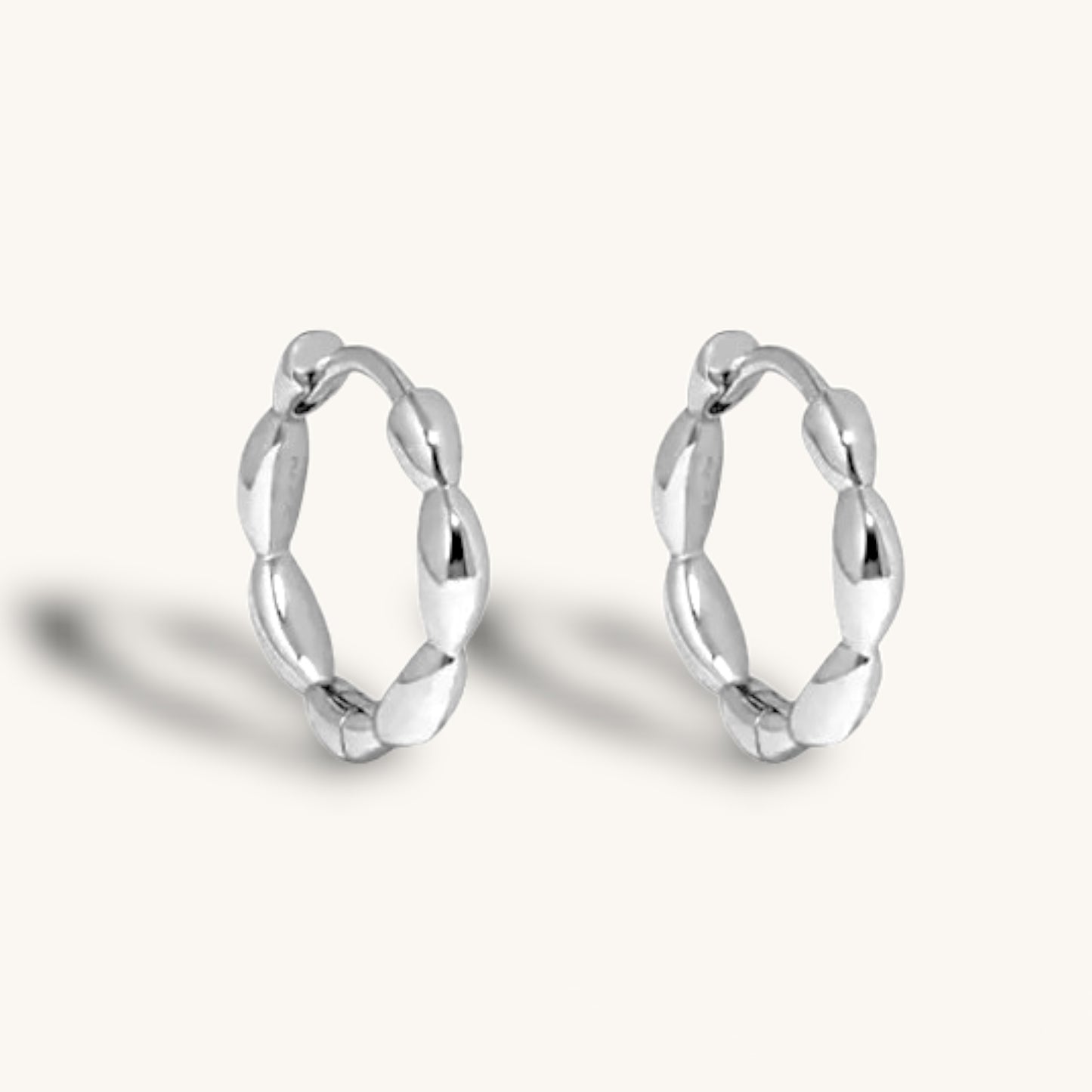 BEADIRI - Boucles d'oreilles créoles en perles de riz en argent sterling S925