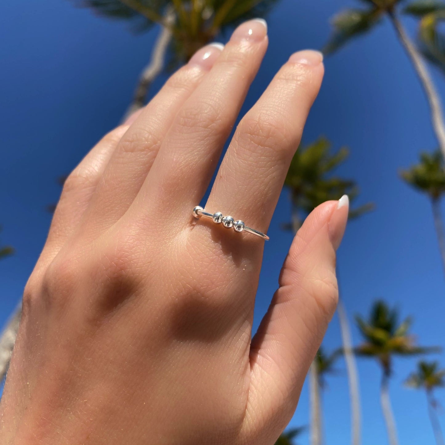 Stress Relief Fidget Ring ∙ Adjustable Twist Beaded Ring in 925 Sterling Silver or 18K Gold