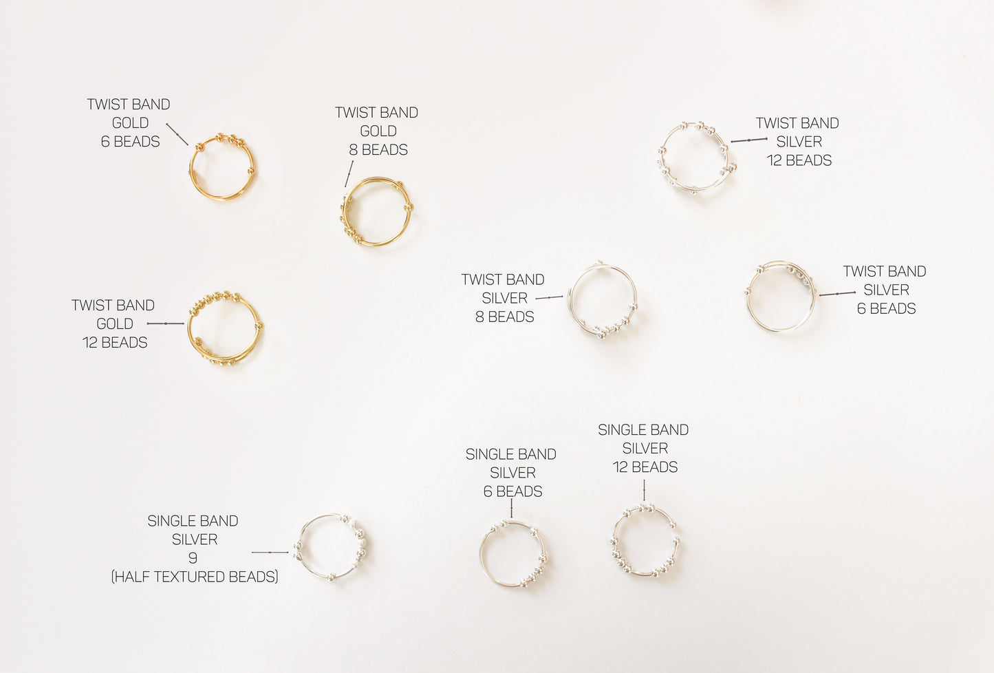 Stress Relief Fidget Ring ∙ Adjustable Twist Beaded Ring in 925 Sterling Silver or 18K Gold