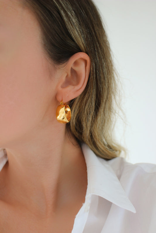Boucles d'oreilles créoles à dôme large 24K | Gros cerceau large
