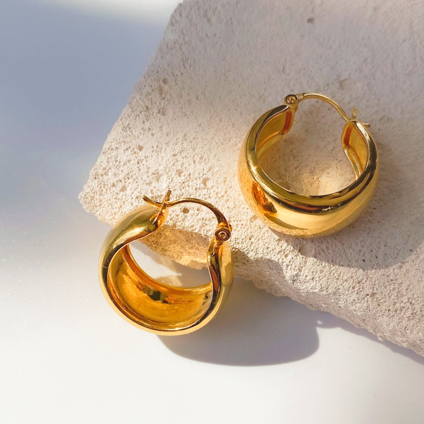 DOME - 24K Wide Dome Hoop Earrings | Chunky Wide Hoop