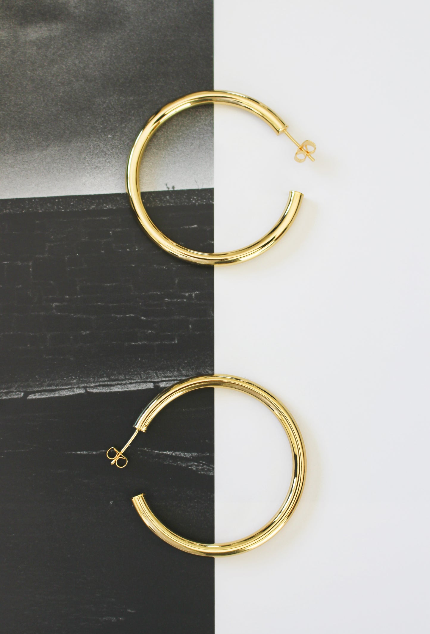 Boucles d'oreilles créoles légères dorées | 50mm | Argent, plaqué or