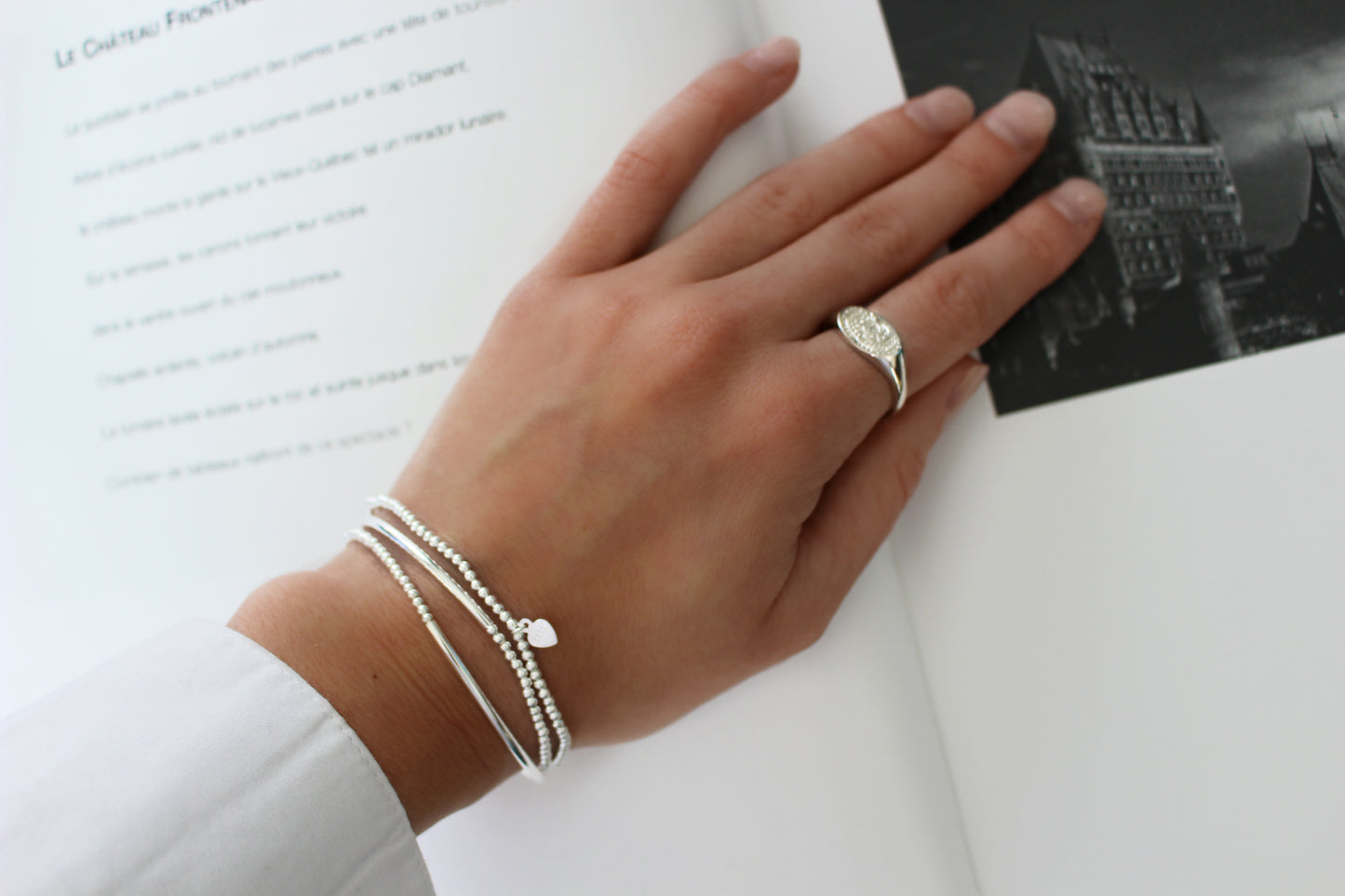 Bracelet perlé délicat en argent sterling 925 | Bracelet Élastique Minimaliste