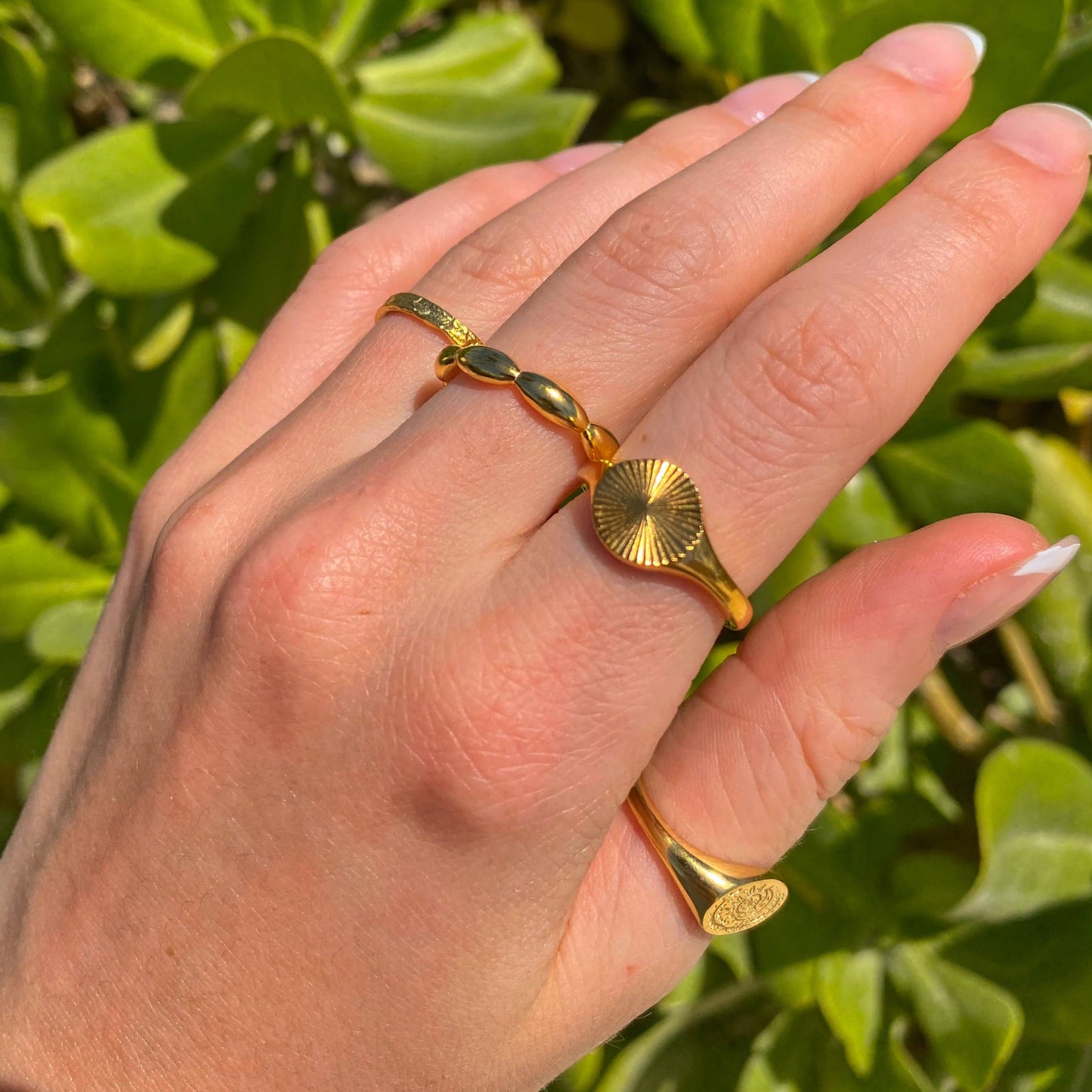 925 Sterling Silver Or Gold Rice Ring ∙ Beaded Oval Ring ∙ Gold plated ring
