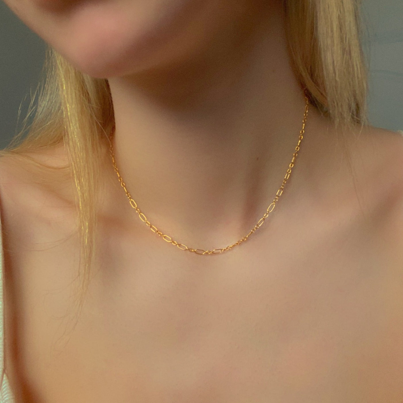 14k gold filled chain necklace ∙ Long and short chain ∙ 2.6mm