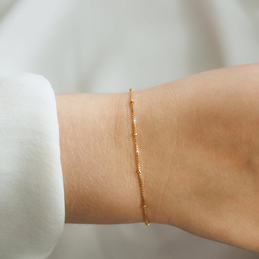 14k gold filled Satellite bracelet ∙ 14k Gold Fill Bracelet box and bead chain