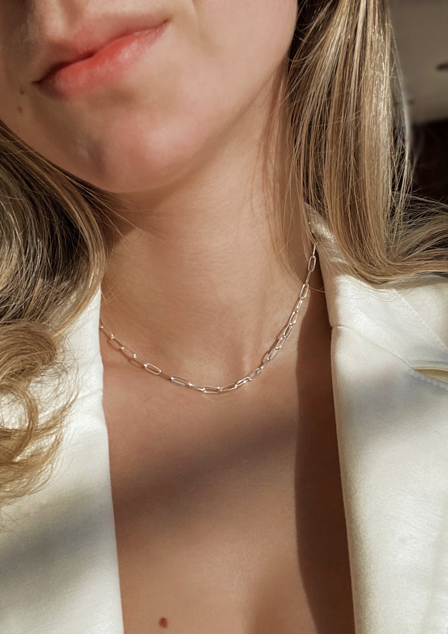 925 Sterling Silver Paperclip Unisex Necklace