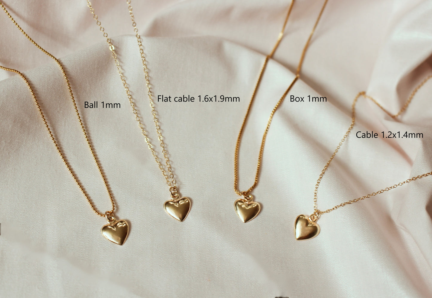 Fine 14k gold fill heart love necklace
