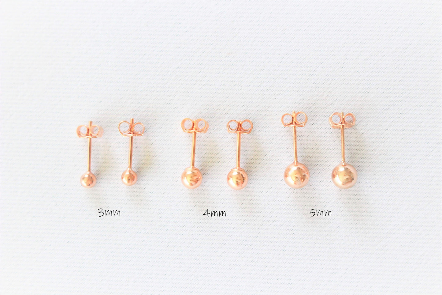 Boucles d'oreilles à tige boule remplies d'or ROSE 14K | 3 - 4 - 5 millimètres