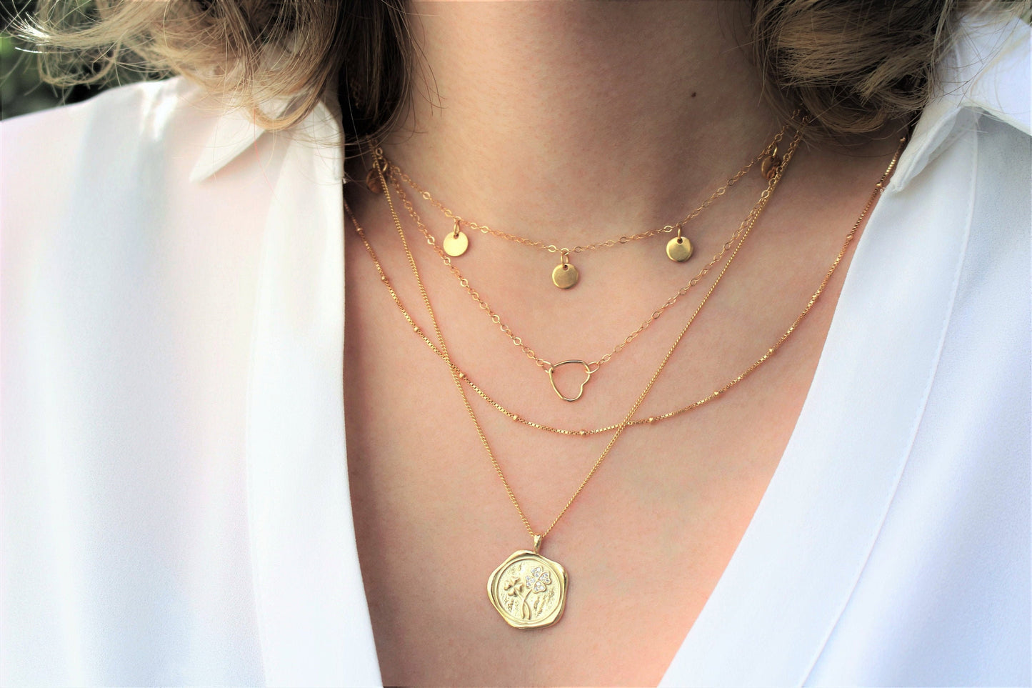 14k Gold Filled Mini Heart Wire Necklace