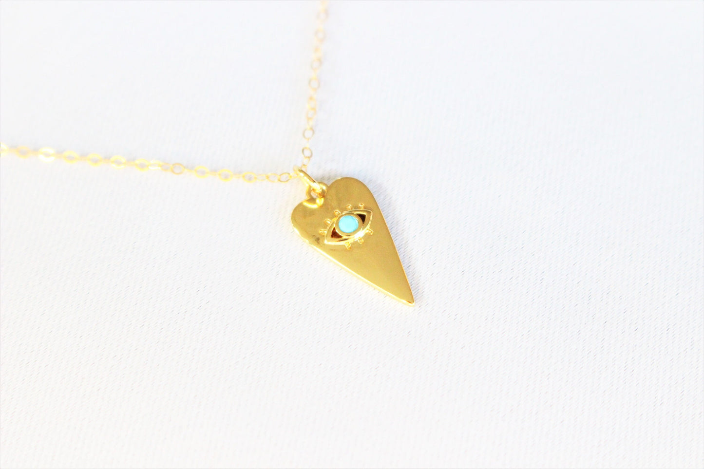 Turquoise evil eye necklace in 14K Gold Filled - Protection and Love