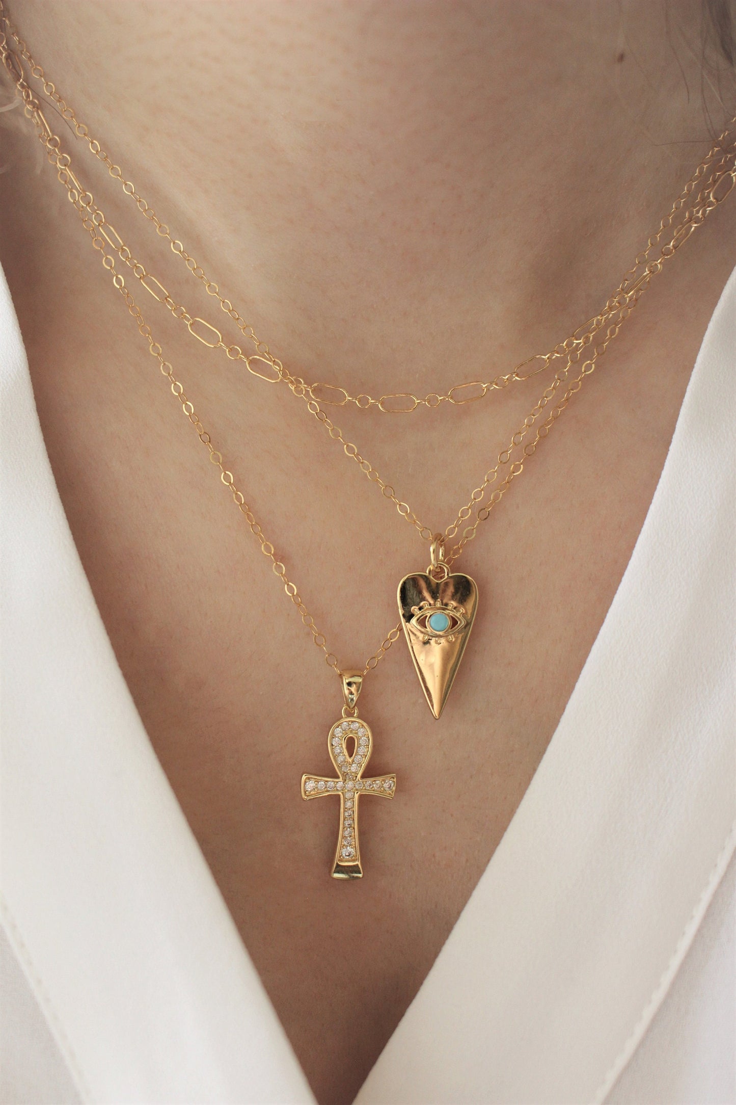Turquoise evil eye necklace in 14K Gold Filled - Protection and Love