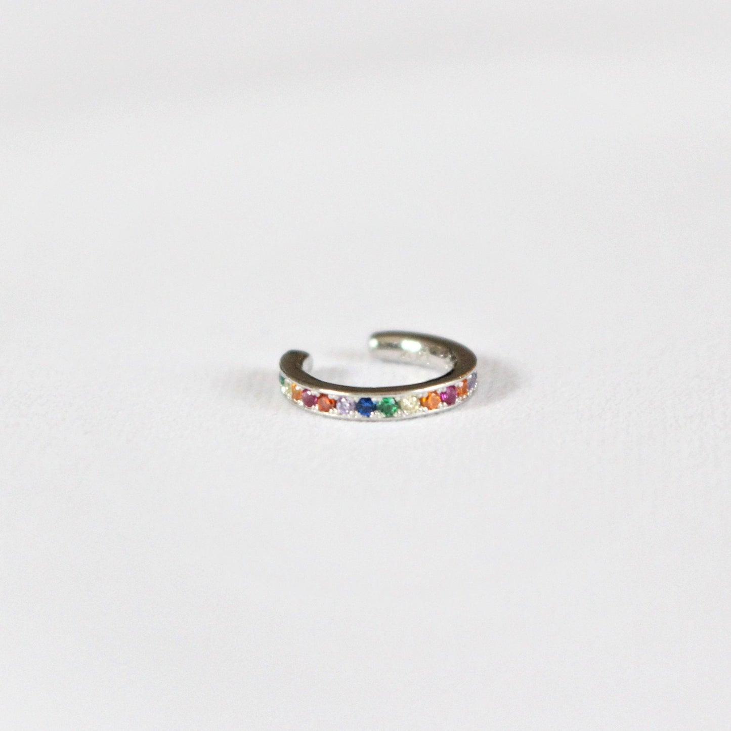 Bague en or ou en argent sterling 925 non percée | EarCuff or et zircon arc-en-ciel | des boucles d'oreilles