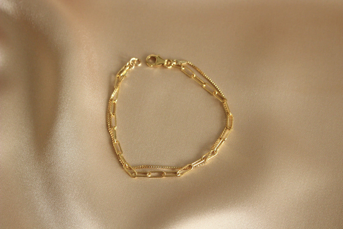 Set of 2 Bracelets in 14k Gold Filled ∙ Paperclip and Box Bracelets