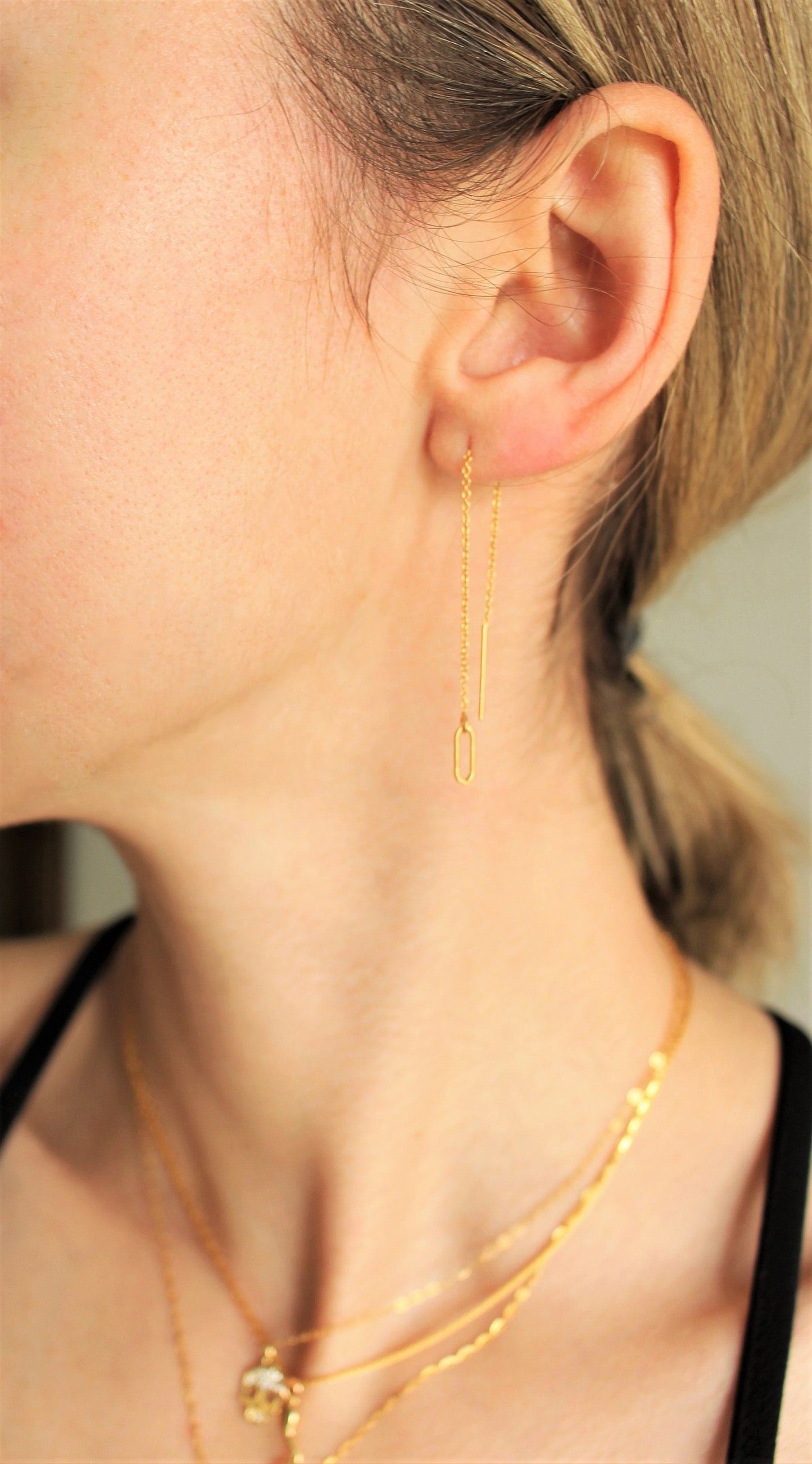 Long Threader Chain Earrings in 14k Gold Filled