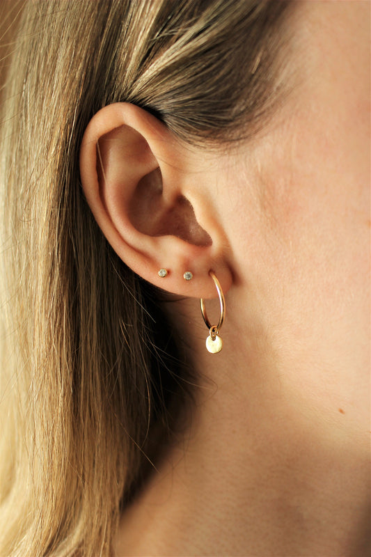 INSTINCT - 14k Gold Filled Hoops · 16mm · Coin Dangling Charm Earrings