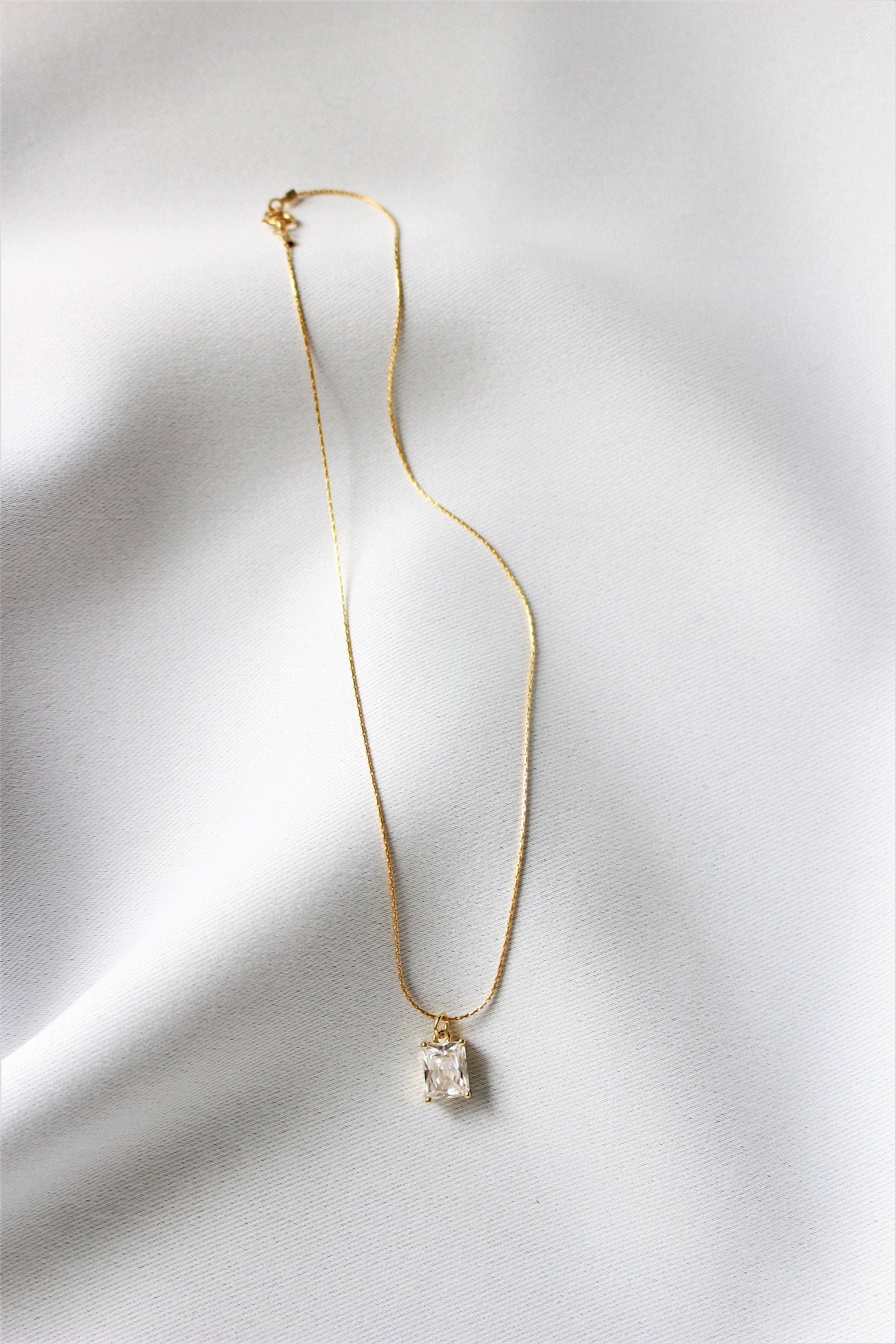 EMMA - Emerald cut cubic zirconia necklace in 14K Gold Filled