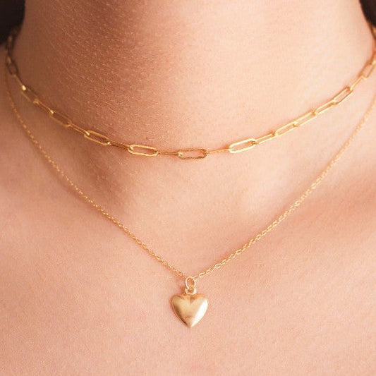 Fine 14k gold fill heart love necklace