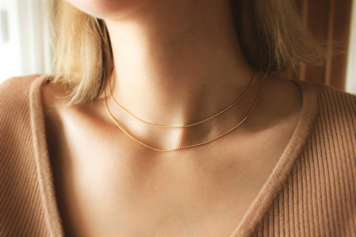 14k Gold Filled Ball Chain ∙ 1mm ∙ Dainty Gold Necklace