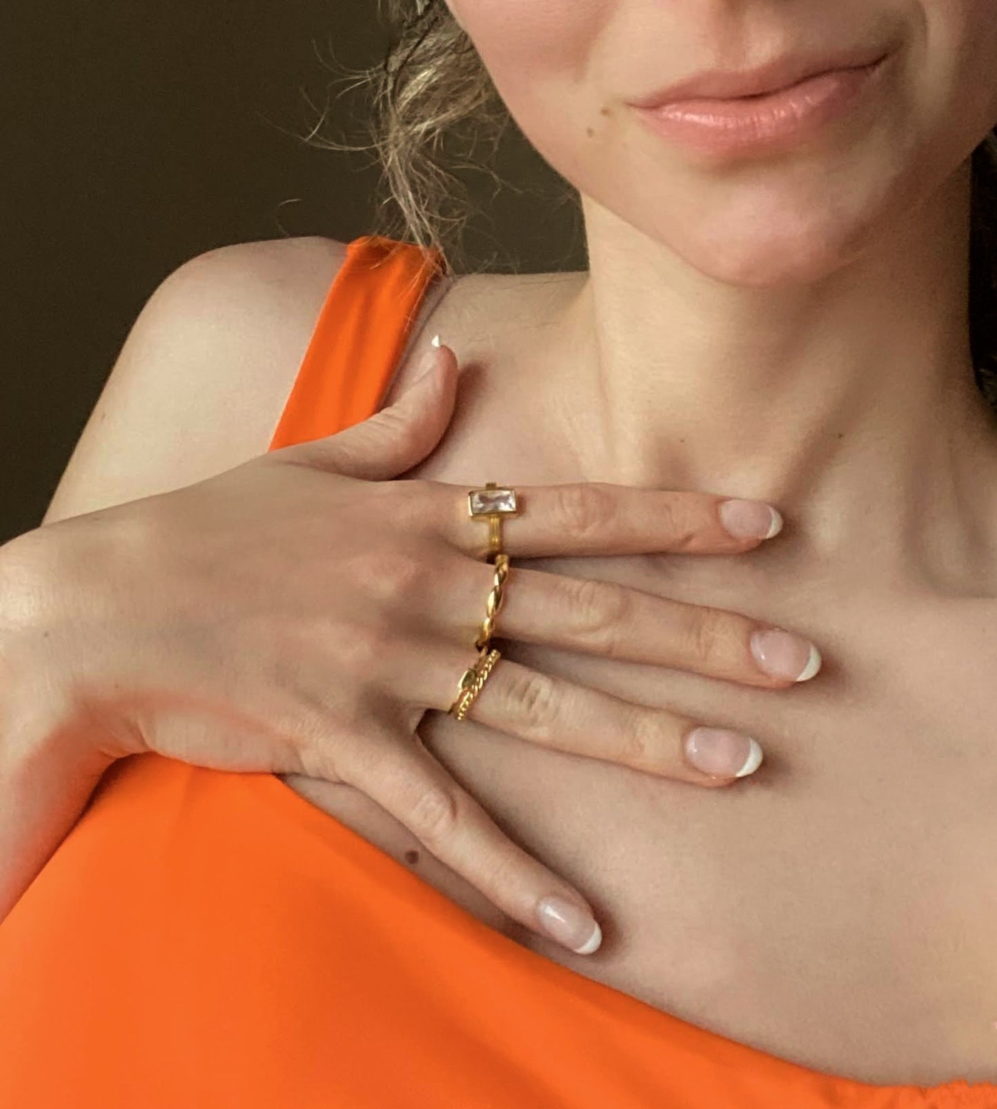 18K, 925 Sterling Silver Double Layer Rings
