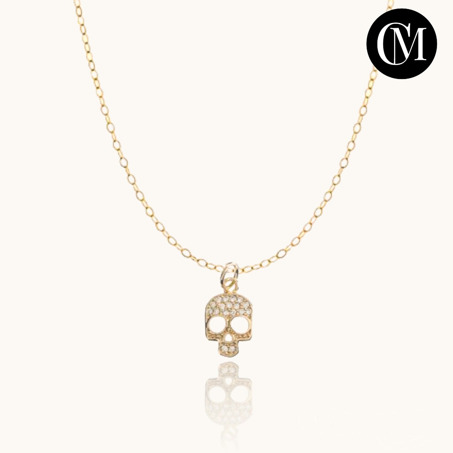 Dainty Skull Necklace ∙ 14k Gold filled chain ∙ Shiny charm pendant skull