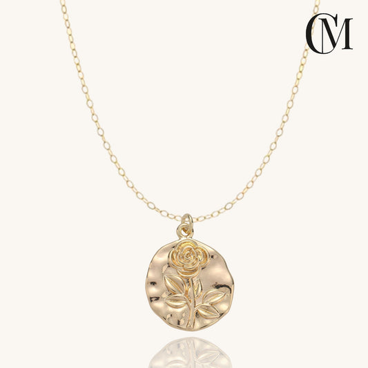 Rose Medallion Pendant Necklace in Gold