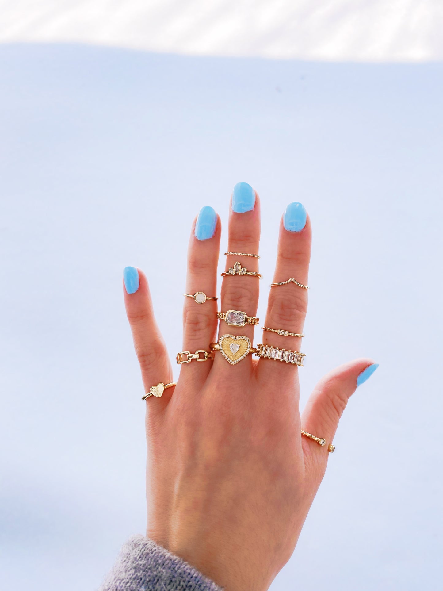 JAZLYNN - Adjustable Gold Baguette Ring| Zircon Band Ring